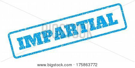 Blue Rubber Seal Stamp With Impartial Text. Glyph Tag Inside Rounded Rectangular Shape. Grunge Desig