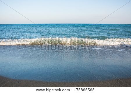 Mediterranean sea waves at the beach of Torremolinos Andalusia Spain.
