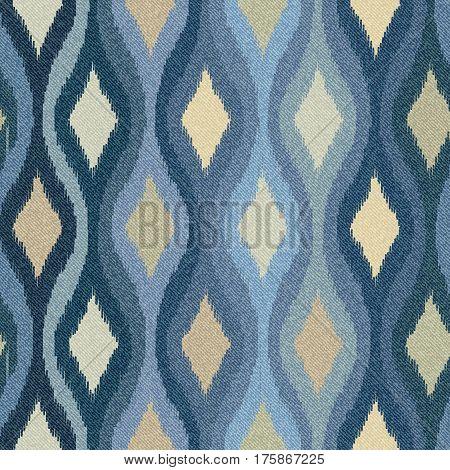 Seamless geometric pattern, based on ikat fabric style.