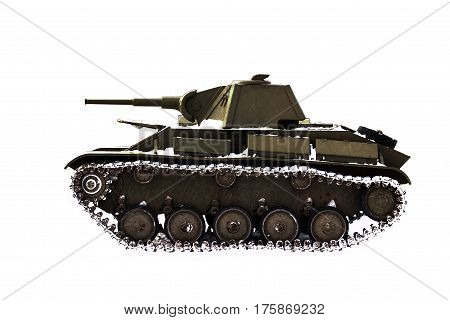 Battle tank t-70 on a white background
