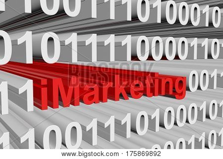 iMarketing is presented in the form of binary code 3d illustration