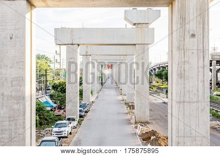 Construction Site Of Sky Train Bangsue-rangsit