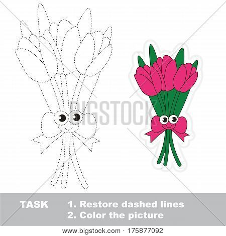 Tulip Bouquet. Dot to dot educational game for kids.