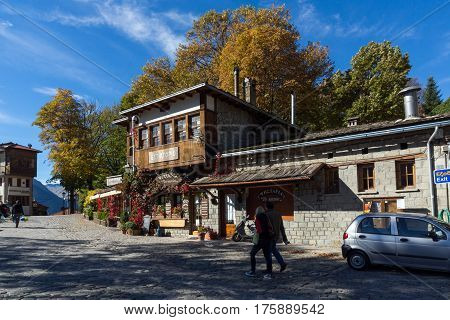 METSOVO, EPIRUS, GREECE - OCTOBER 19 2013: Panoramic view of village of Metsovo near city of Ioannina, Epirus Region, Greece