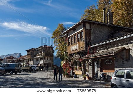 METSOVO, EPIRUS, GREECE - OCTOBER 19 2013: Panoramic view of village of Metsovo near city of Ioannina, Epirus Region, Greece