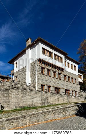 METSOVO, EPIRUS, GREECE - OCTOBER 19 2013: Panoramic view of village of Metsovo near city of Ioannina, Epirus Region, Greece