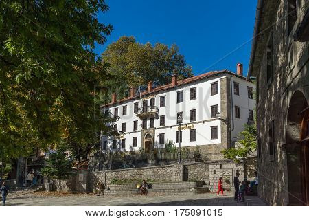 METSOVO, EPIRUS, GREECE - OCTOBER 19 2013: Panoramic view of village of Metsovo near city of Ioannina, Epirus Region, Greece