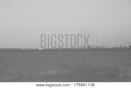Marghera Industrial Area In Venice In Black And White