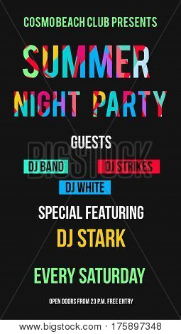 Street Advertisement Or Poster For Summer Night Beach Party