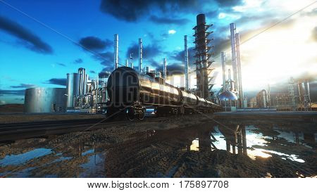 Refinery. Oil, petrolium plant Metal Pipe 3d rendering