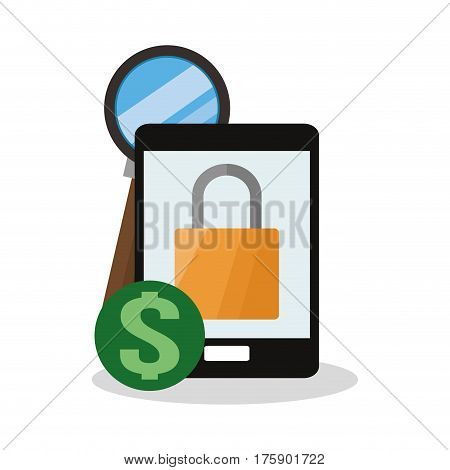 cellphone safety or privacy related icons image vector illustration design