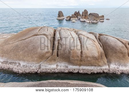 Hinta Hinyai (grandfather and grandmother rocks) natural creation rocks the famous landmark in Koh Samui southern of Thailand.