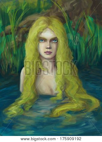 Fantasy creature of slavic myths living in swamps