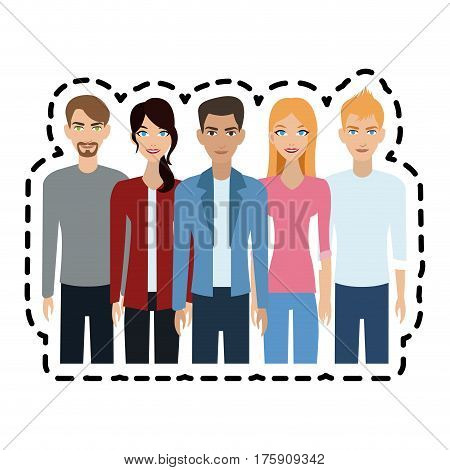 group of atractive men and women icon image vector illustration design