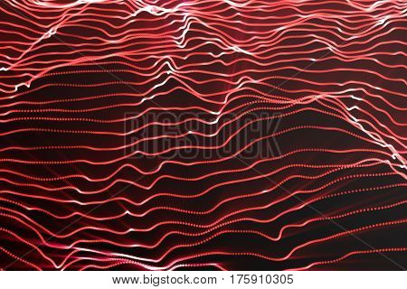 Landscape background. Cyberspace landscape grid. 3d technology. Abstract red landscape on black background with light rays, 3d rendering