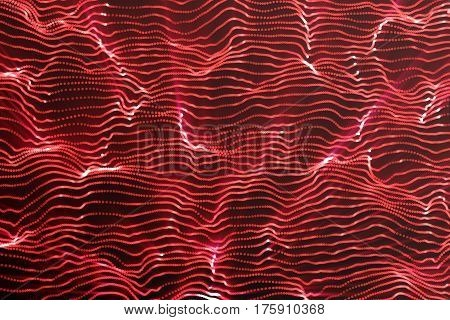 Landscape background. Cyberspace landscape grid. 3d technology. Abstract red landscape on black background with light rays, 3d rendering
