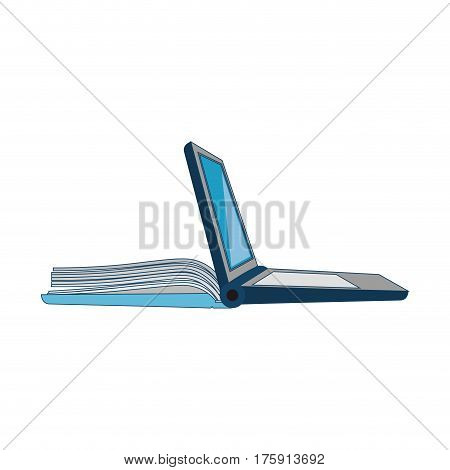laptop computer iwith ebook solated icon vector illustration design