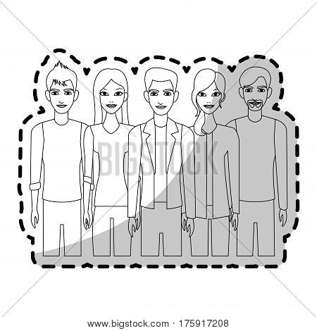 group of atractive men and women icon image vector illustration design