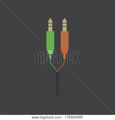 Aux cable illustration on the grey background. Vector illustration
