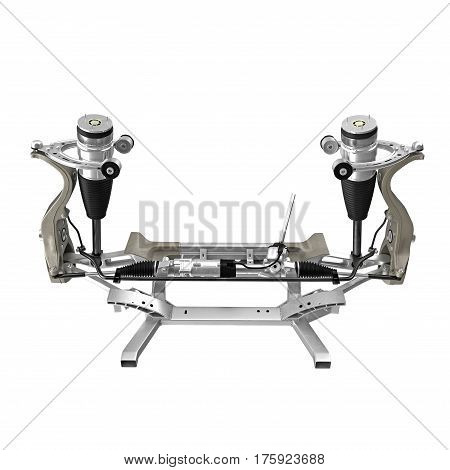 Electric Car Front Axle isolated on white background. Front view. 3D illustration