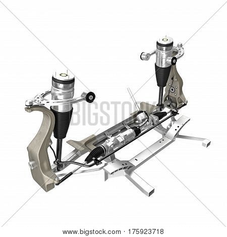 Electric Car Front Axle isolated on white background. 3D illustration