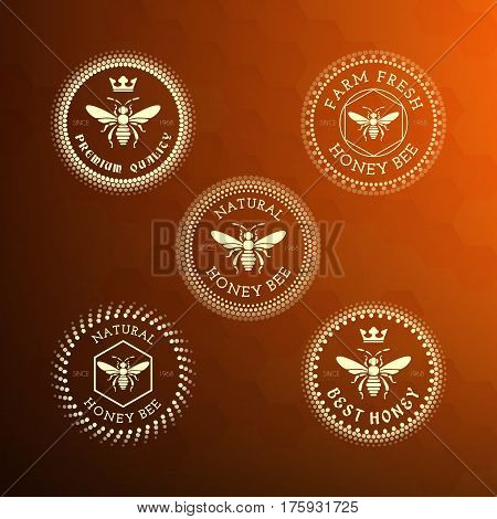 Vector set of honey and bee labels badges for any use
