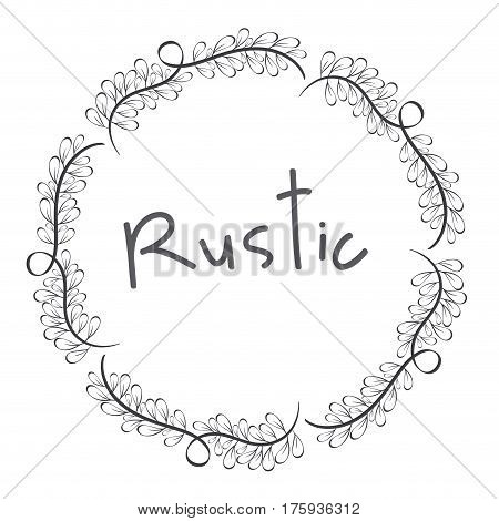 gray rustic emblem branches icon, vector illustraction design
