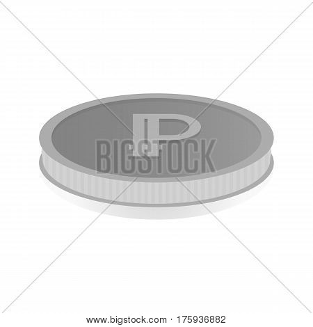 Vector illustration of a silver coin with the symbol cryptocurrency Peercoin.