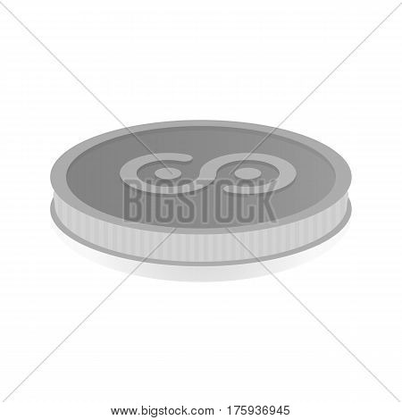 Vector illustration of a silver coin with the symbol cryptocurrency Titcoin.