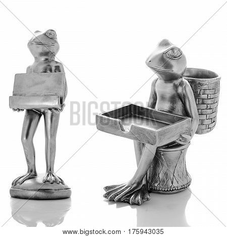 Decorative figurines, statuette of frog, accessories interior on a white background