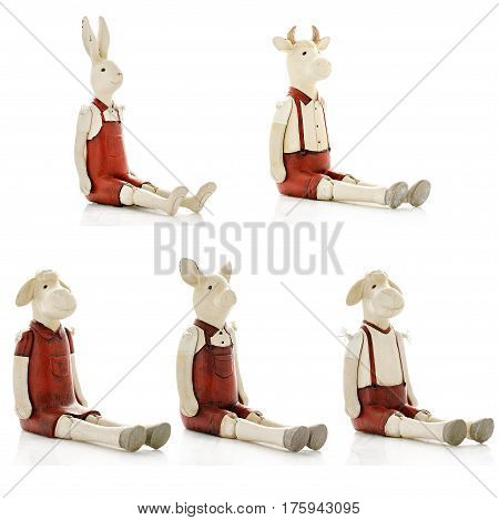 Decorative figurines, statuette, accessories for an interior, isolated white background