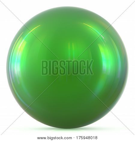 Ball green sphere round button basic circle geometric shape solid figure simple minimalistic atom element single drop shiny glossy sparkling object blank balloon icon. 3d render illustration isolated