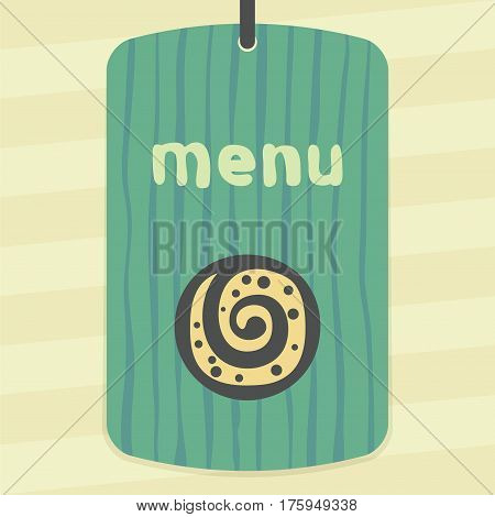 Vector outline sweet roll cookie food icon on label with hand drawn striped background. Elements for mobile concepts and web apps. Modern infographic logo and pictogram.