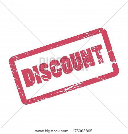 Discount inscription in red frame on white background. Rubber stamp Discount. Discount word with distressed effect. Rough watermark for shop discount price label banner template. Rustic vector icon