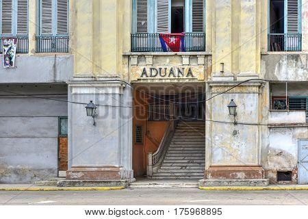 Customs House (Aduana) building in Havana Cuba.