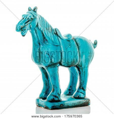 Decorative figurines, statuette a horse, accessories for interior, isolated white background