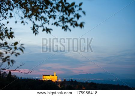 San Giusto Abbey at night in Volterra Tuscany Italy
