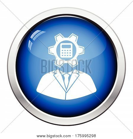 Analyst With Gear Hed And Calculator Inside Icon