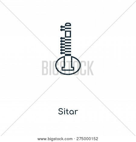 Sitar Icon In Trendy Design Style. Sitar Icon Isolated On White Background. Sitar Vector Icon Simple