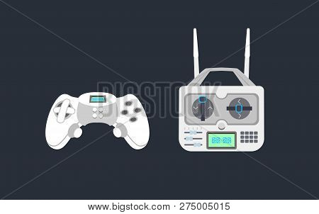 A Set Of Remote Controls For Games And Radio-controlled Models. Joystick Video Games And Remote Cont