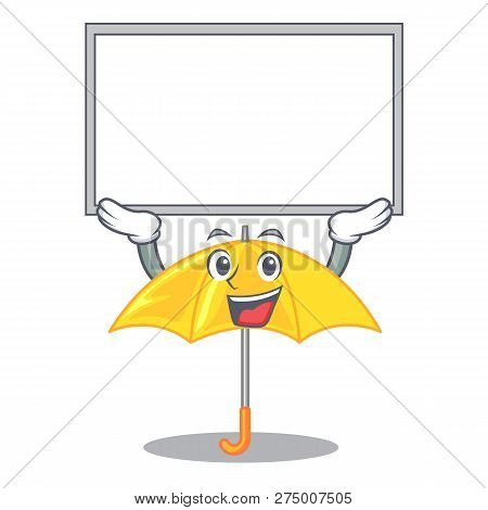 Up Board Yellow Umbrella Isolated On A Mascot