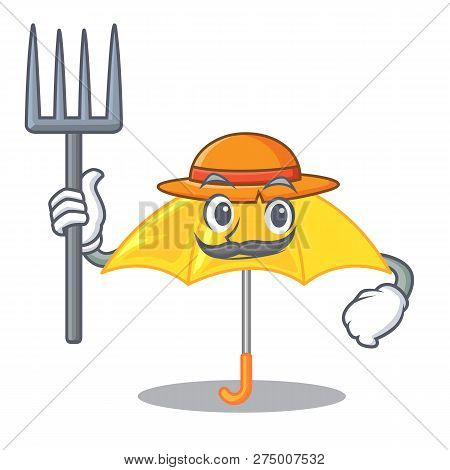 Farmer Yellow Umbrella Isolated On A Mascot