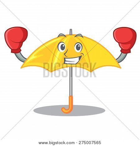 Boxing Yellow Umbrella Isolated On A Mascot