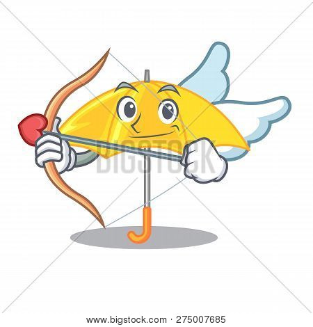 Cupid Yellow Umbrella Isolated On A Mascot