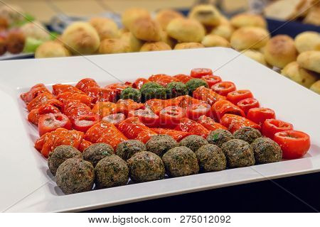 Mixed Vegetables On The White Plate, Blurry Backround