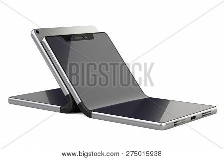 Two Fexible Foldable Smartphone - Concept. 3d Illustration Isolated Over White Background.