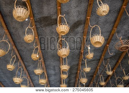 Camacha, Madeira, Portugal - April 19, 2018: Wicker Baskets On Sale In A Factory Shop In Camacha On 