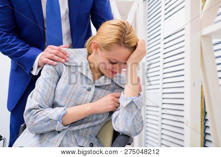 Disrespect. Sexual Harassment In Business Office. If You Are Witness Of Rights Violation.