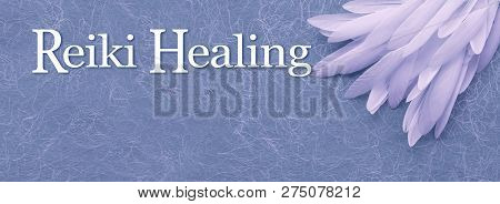 Angelic Reiki Healing Banner Head - A Neat Pile Of Long Thin White Feather In The Right Corner Besid