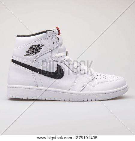Vienna, Austria - June 14, 2017: Nike Air Jordan 1 Retro High Og White And Black Sneaker Isolated On